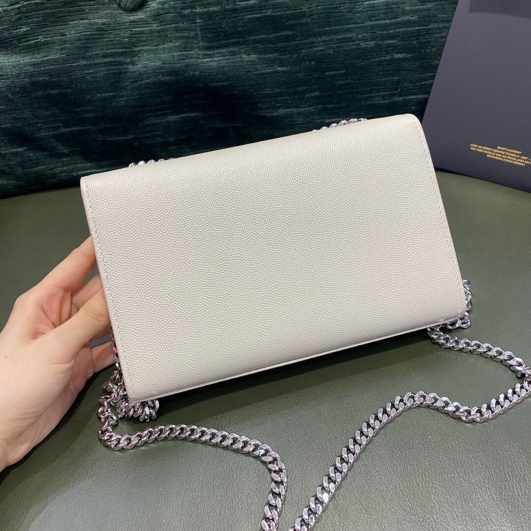 YSL Kate White Bag Silver Hardware