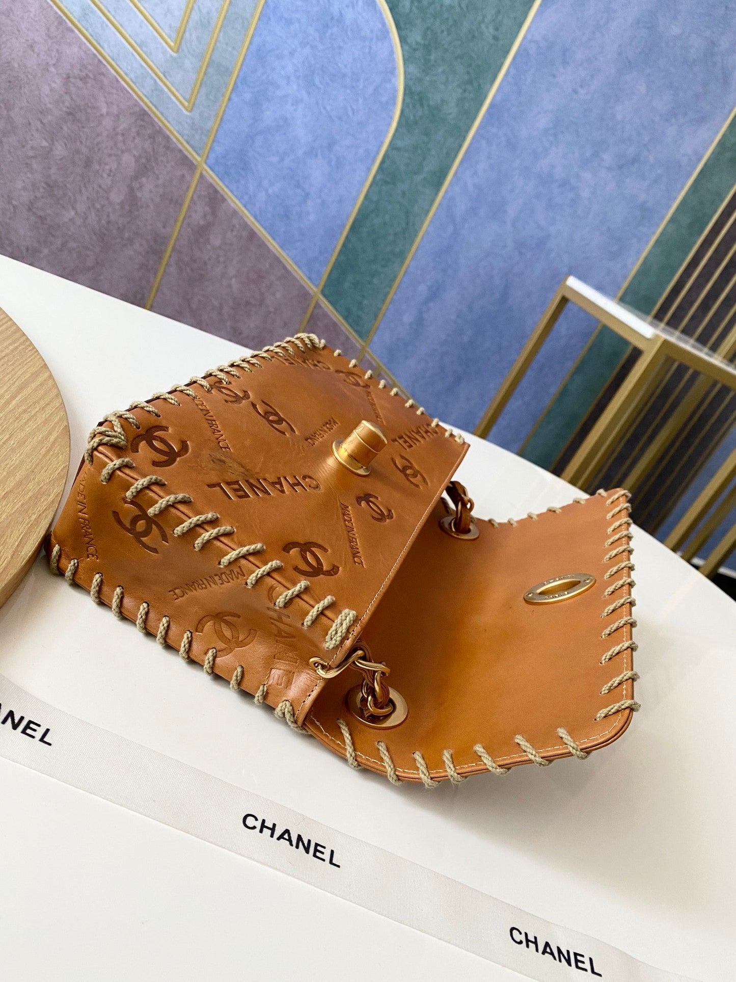 Chanel Vintage Resin Leather Chain Bag
