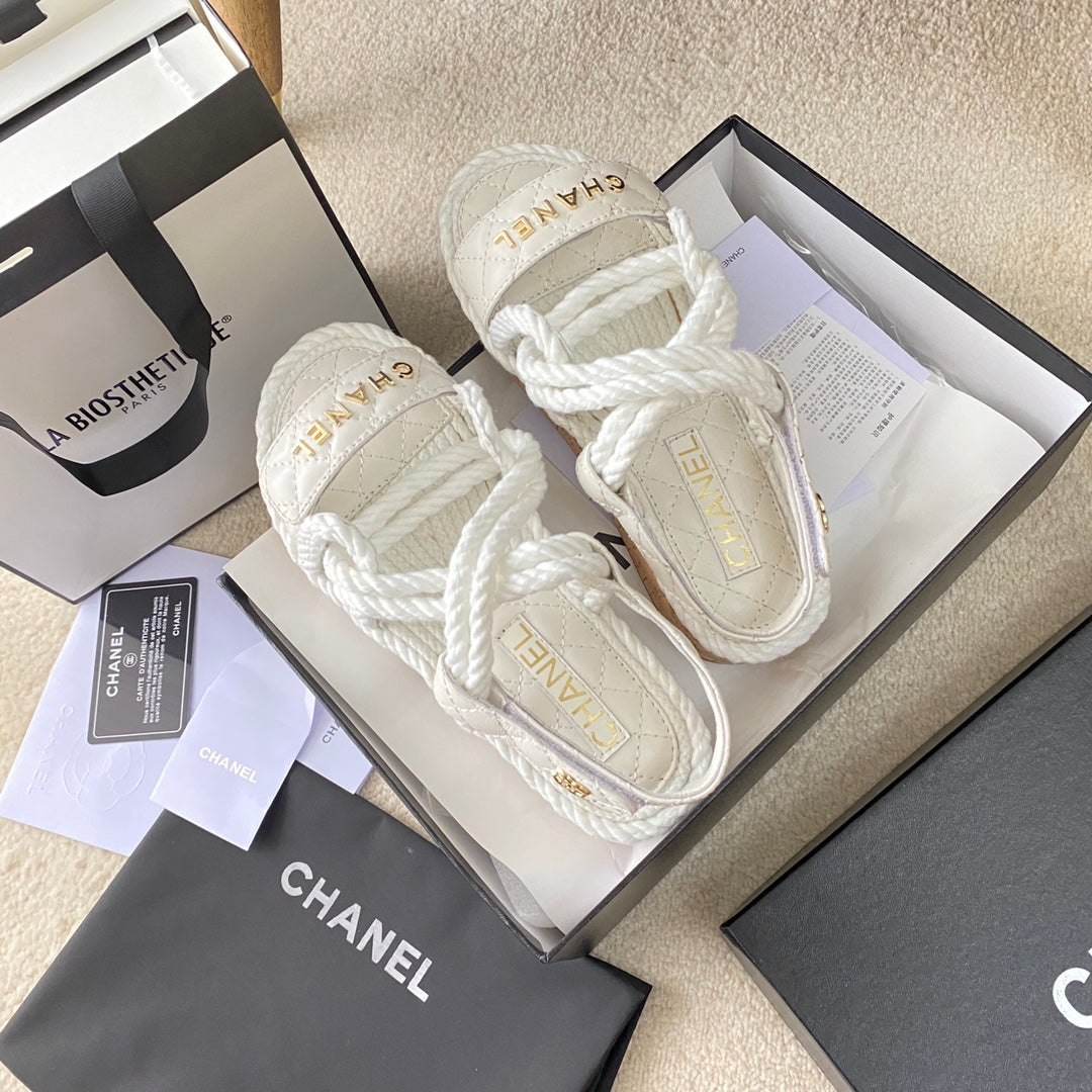 Chanel Woven Velcro Sandals