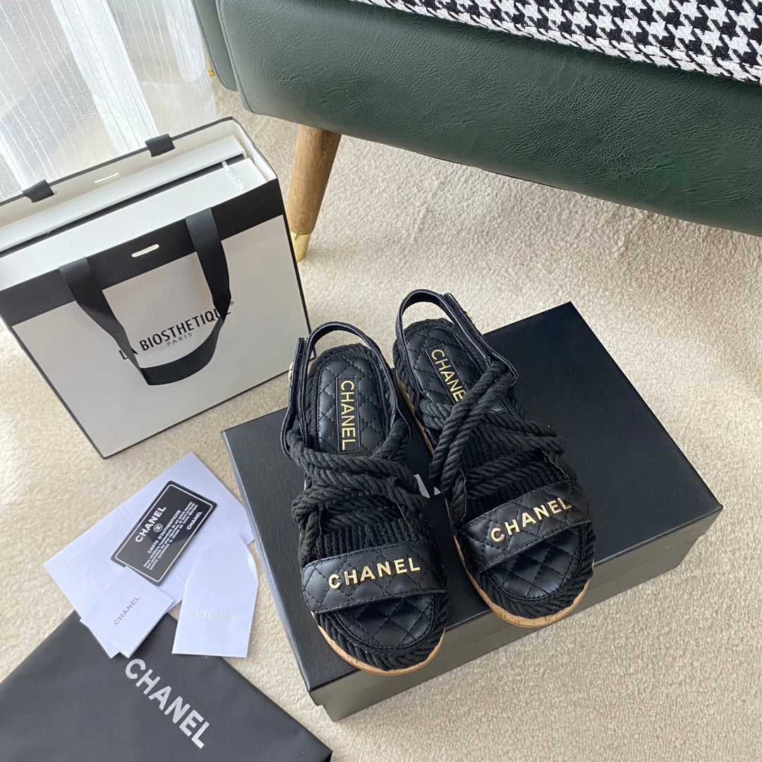 Chanel Woven Velcro Sandals