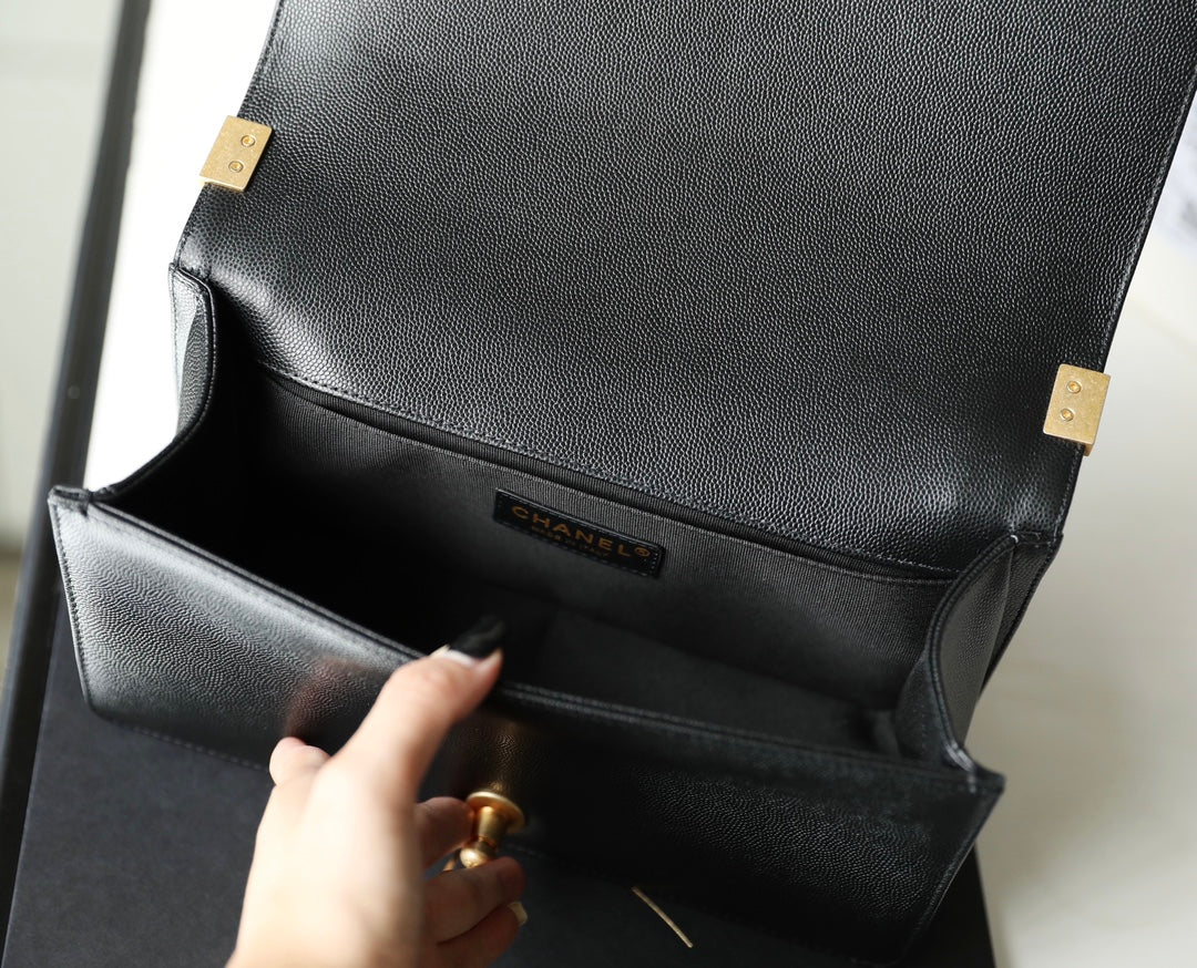Chanel Leboy Bag – Black Caviar Leather with Gold Hardware