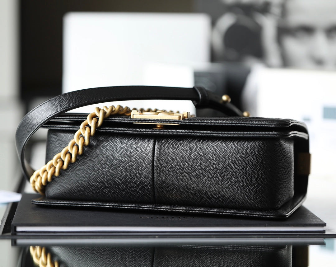Chanel Leboy Bag – Black Caviar Leather with Gold Hardware