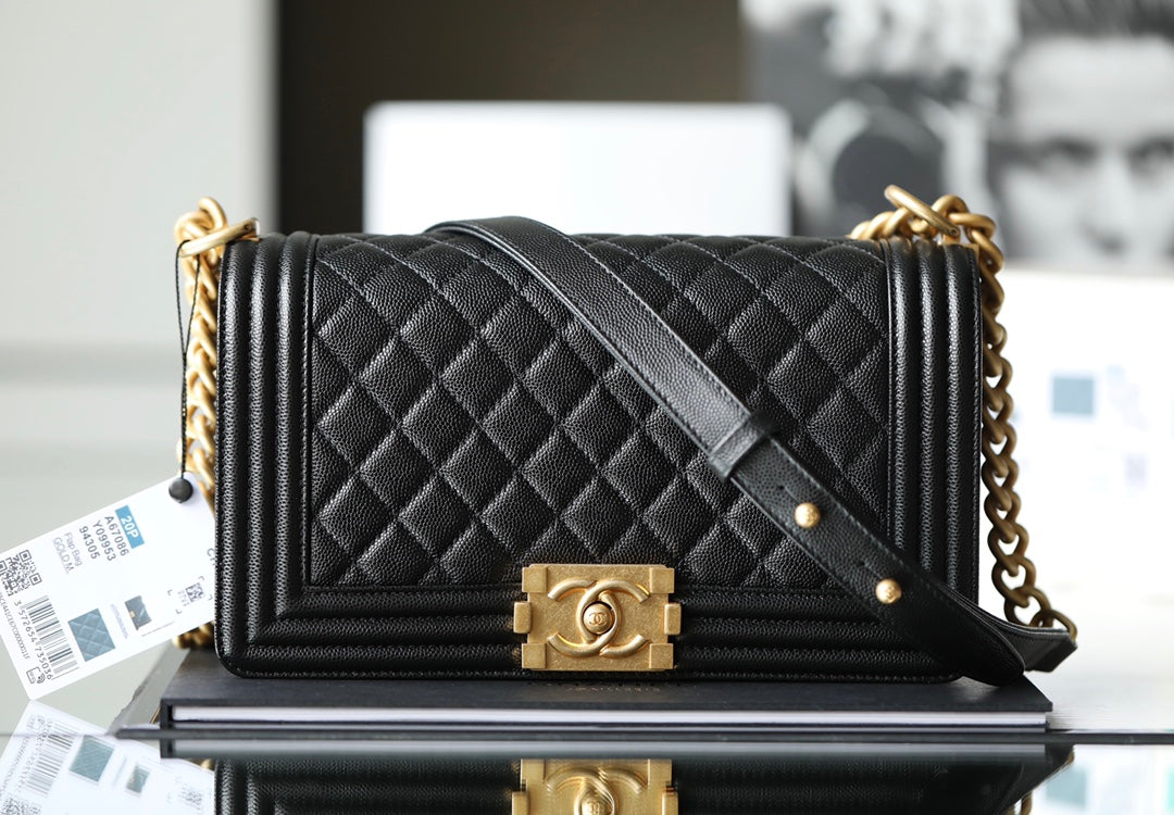 Chanel Leboy Bag – Black Caviar Leather with Gold Hardware