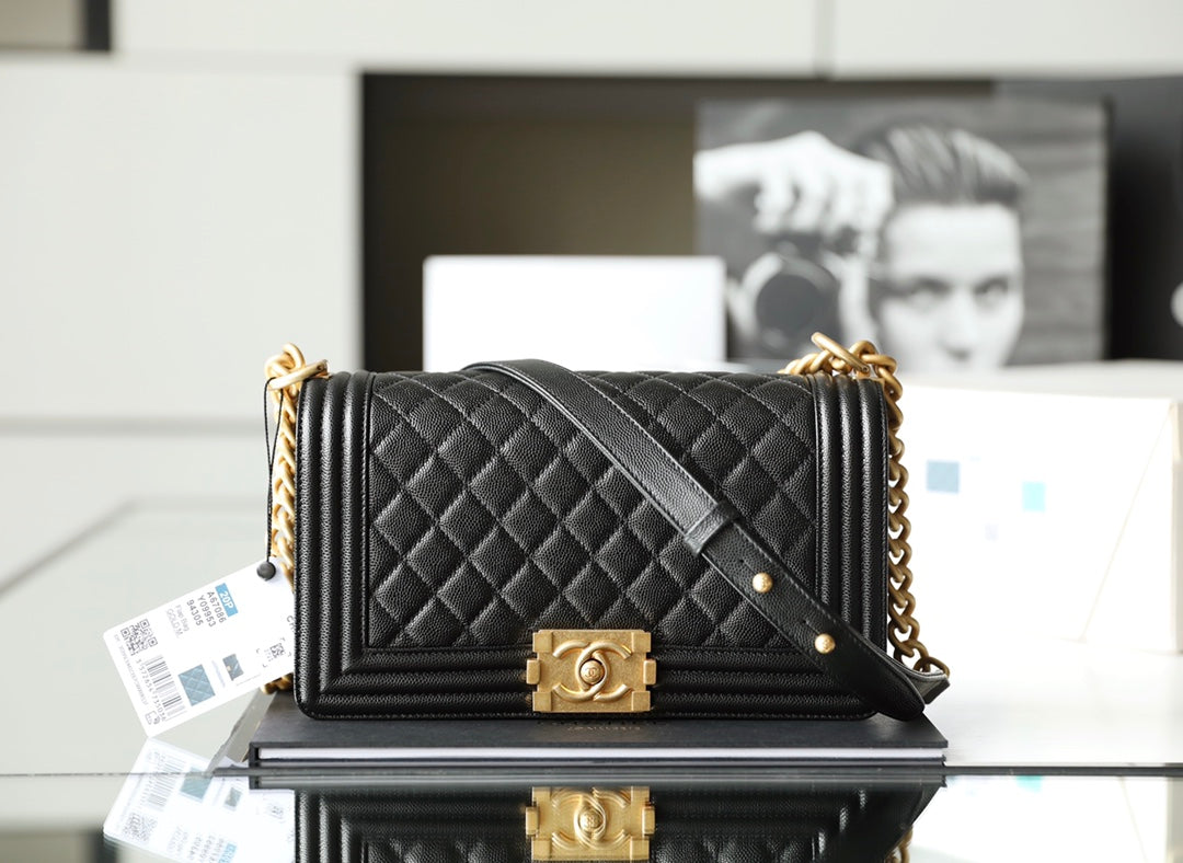Chanel Leboy Bag – Black Caviar Leather with Gold Hardware
