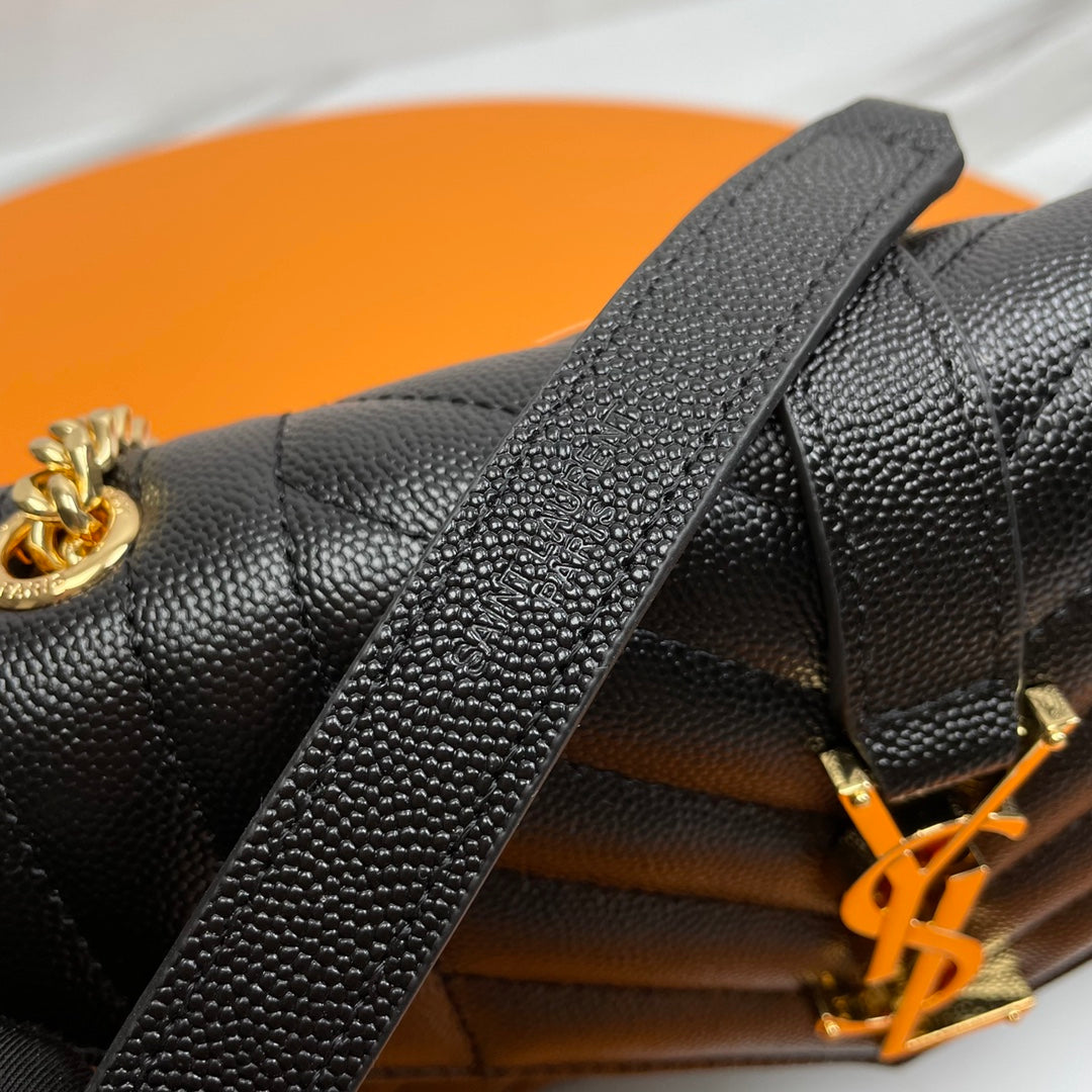 YSL Small Envelope Bag in Grained Embossed Quilted Leather