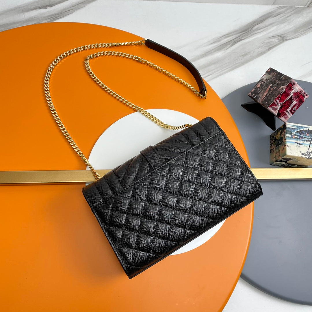 YSL Small Envelope Bag in Grained Embossed Quilted Leather