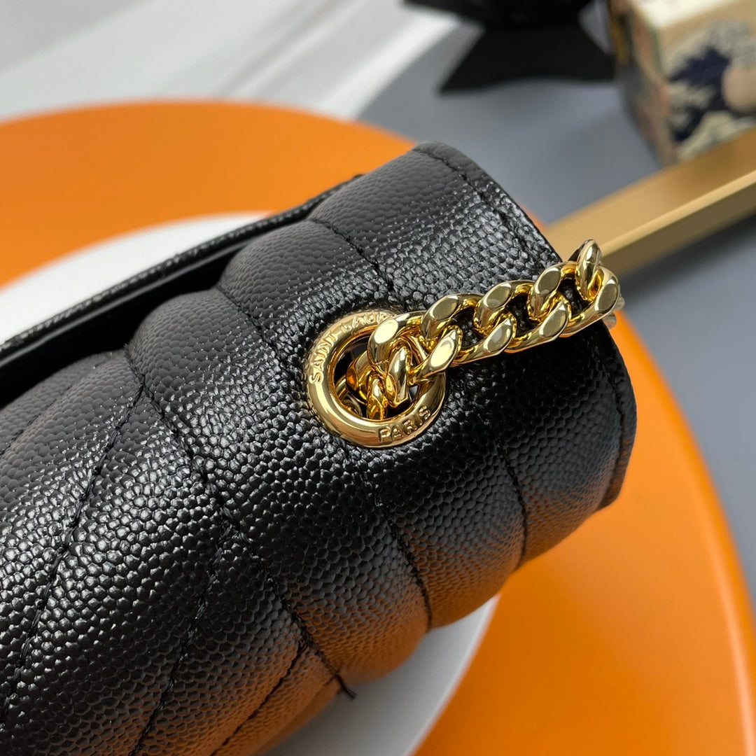 YSL Small Envelope Bag in Grained Embossed Quilted Leather