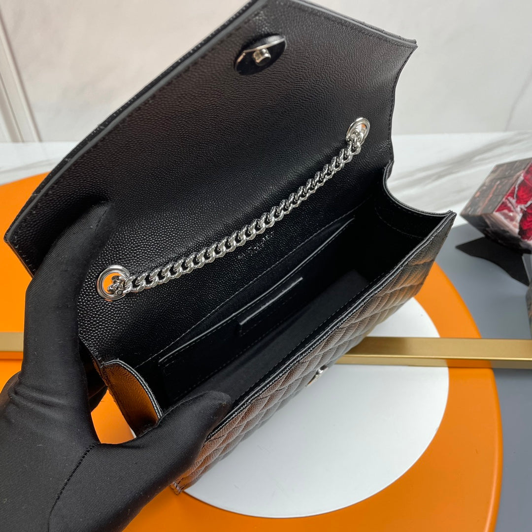 YSL Small Envelope Bag in Grained Embossed Quilted Leather