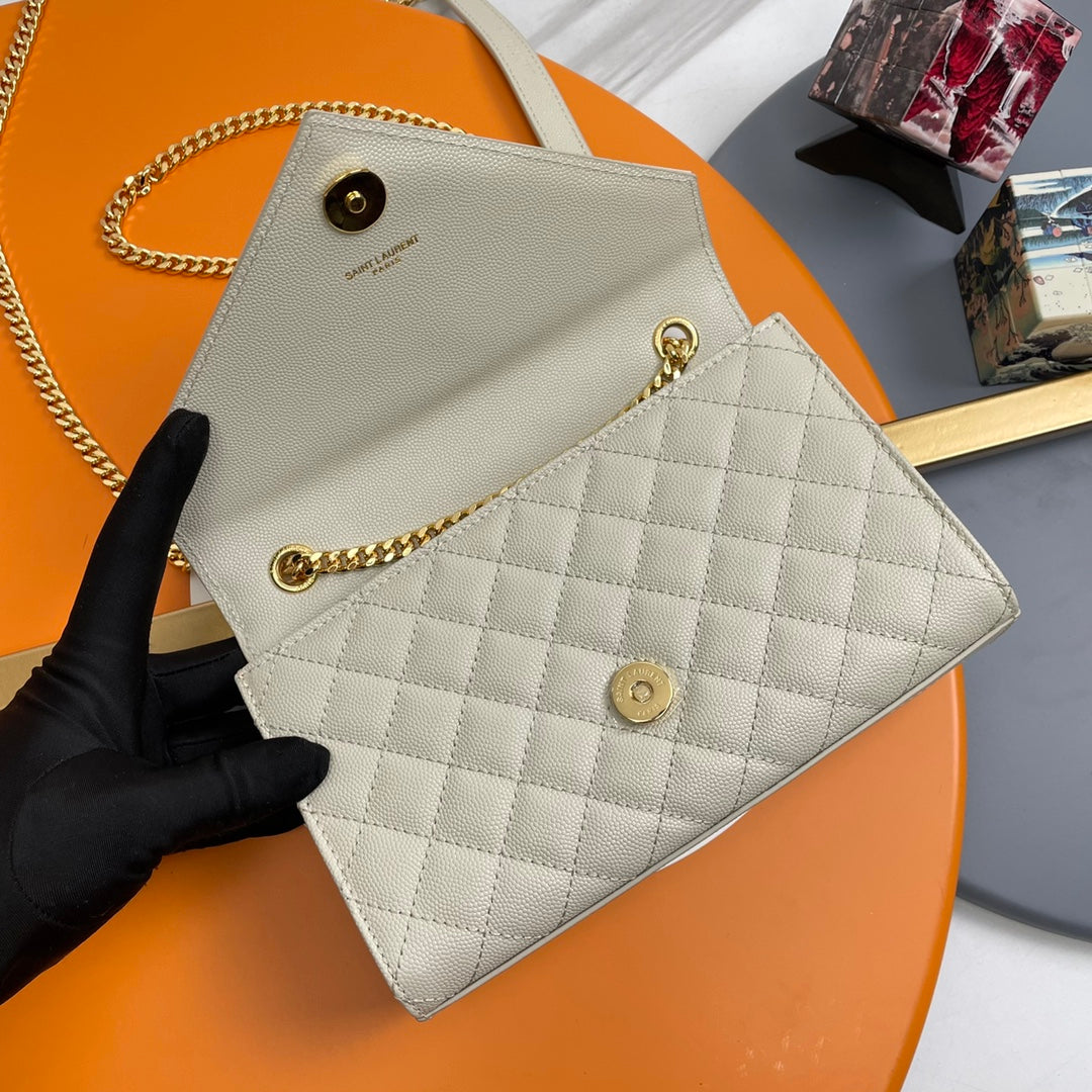 YSL Small Envelope Bag in Grained Embossed Quilted Leather