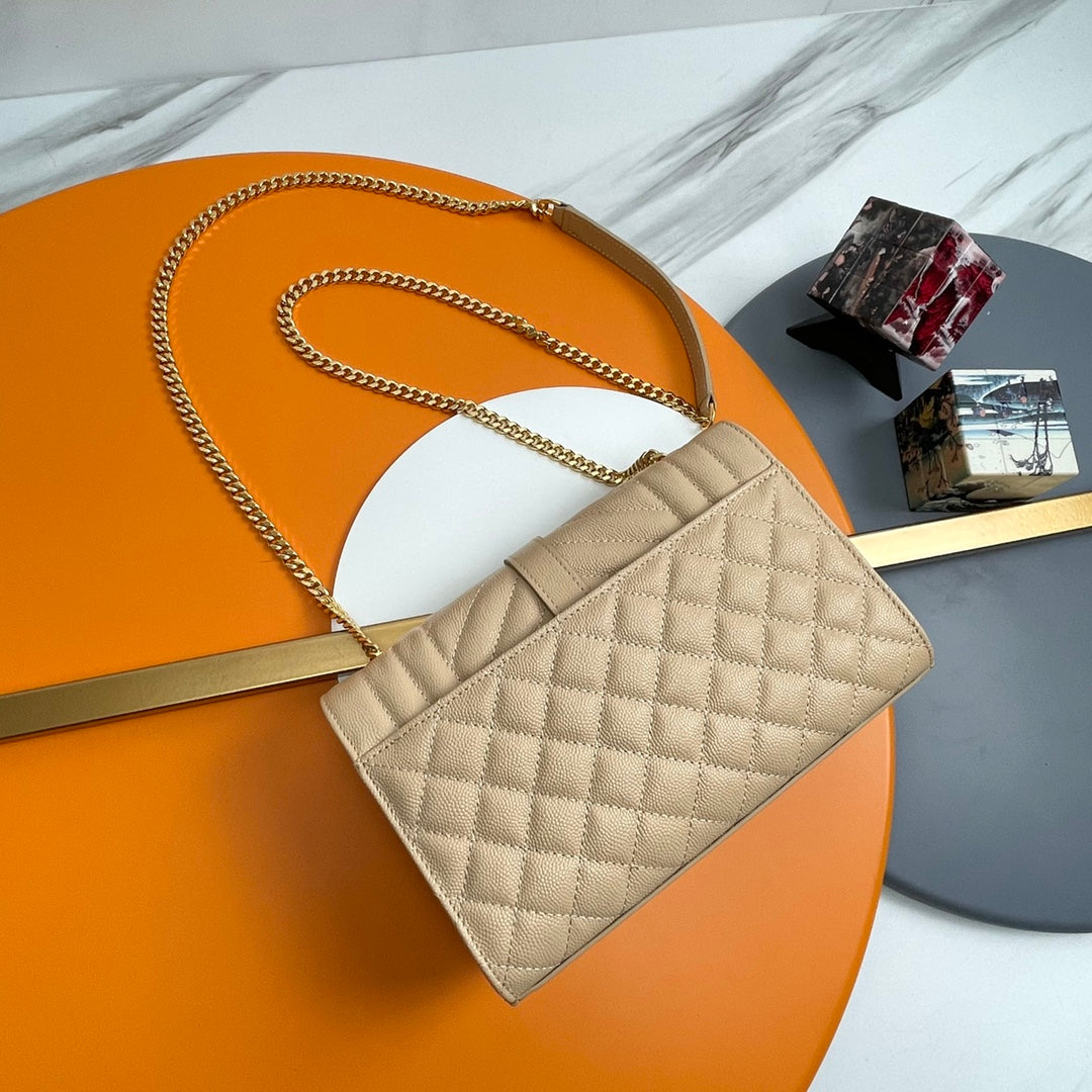 YSL Small Envelope Bag in Grained Embossed Quilted Leather