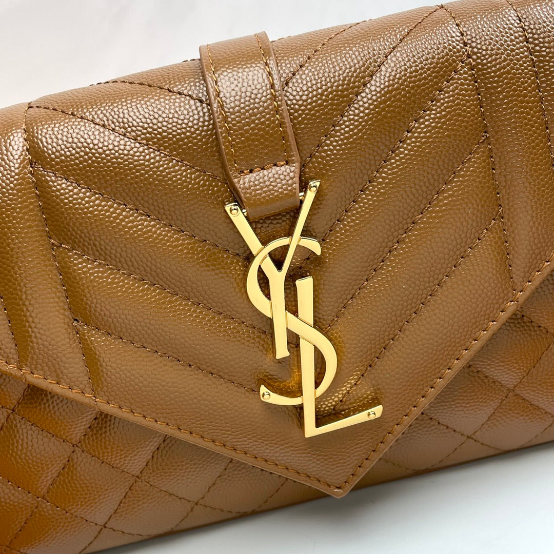 YSL Small Envelope Bag in Grained Embossed Quilted Leather