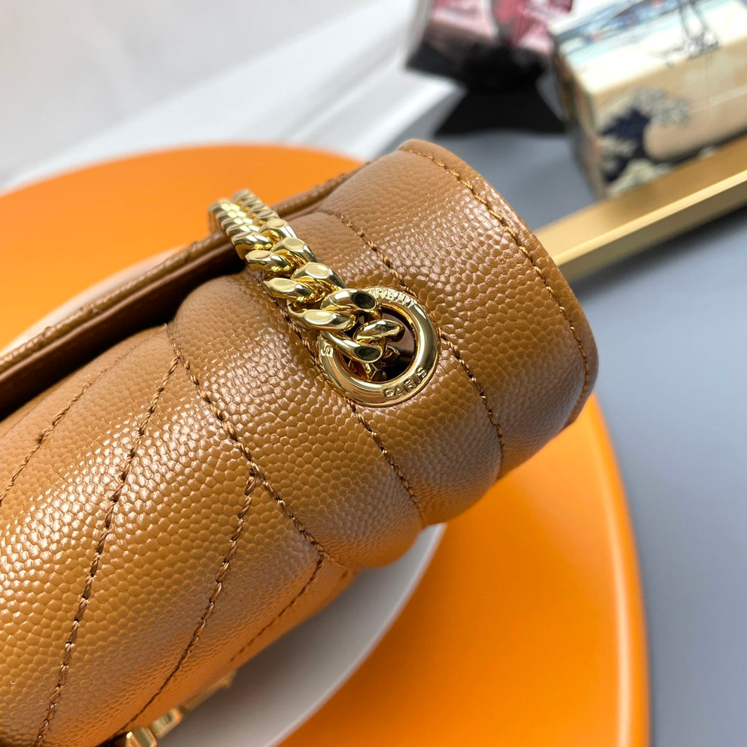 YSL Small Envelope Bag in Grained Embossed Quilted Leather