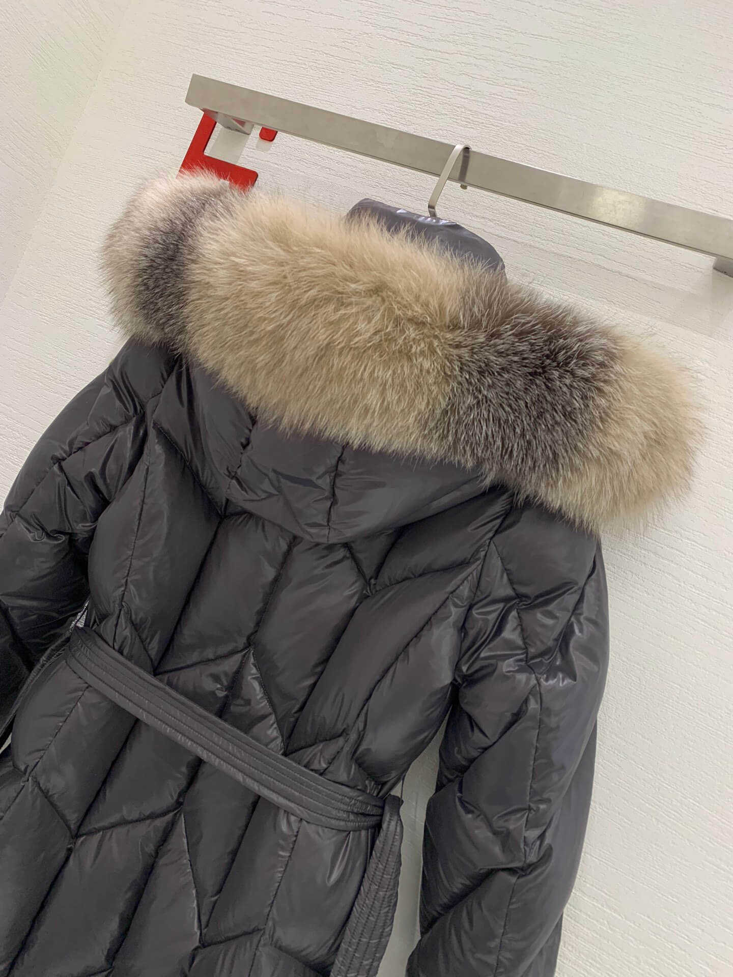 Moncler New Knee-Length Women's Down Jacket in Grey