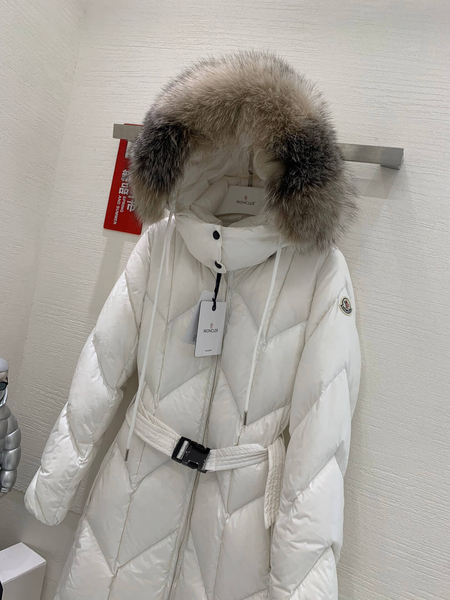 Moncler New Knee-Length Women's Down Jacket in White