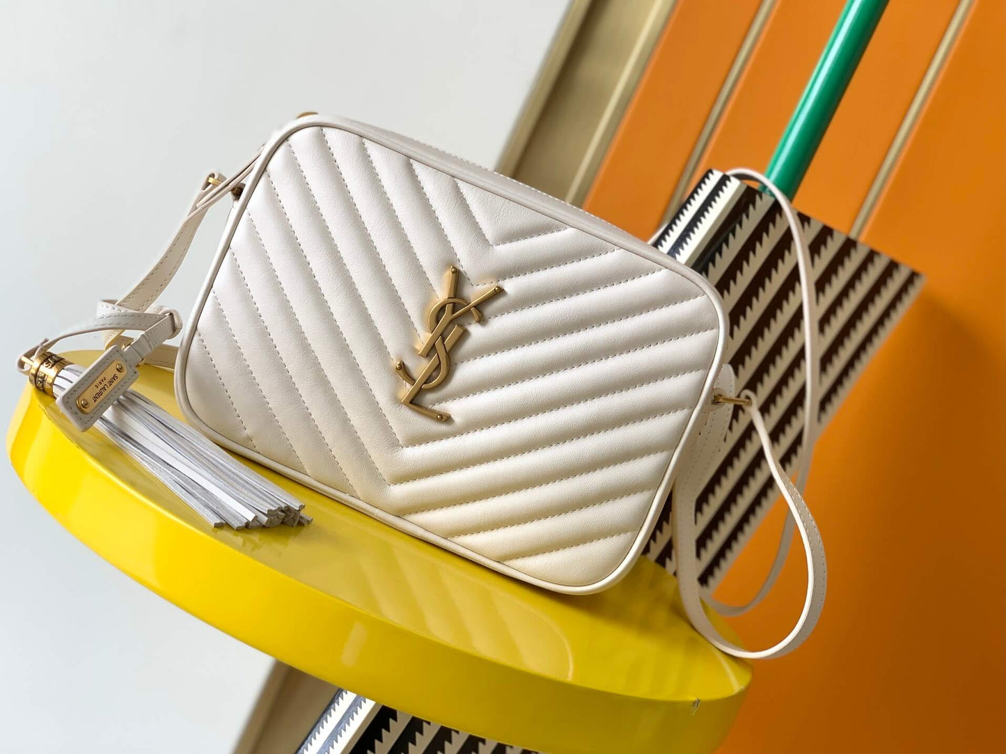YSL Lou Camera White Bag