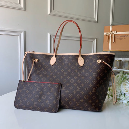 Louis Vuitton Neverfull GM Tote – M41181 Monogram Canvas, Red Interior