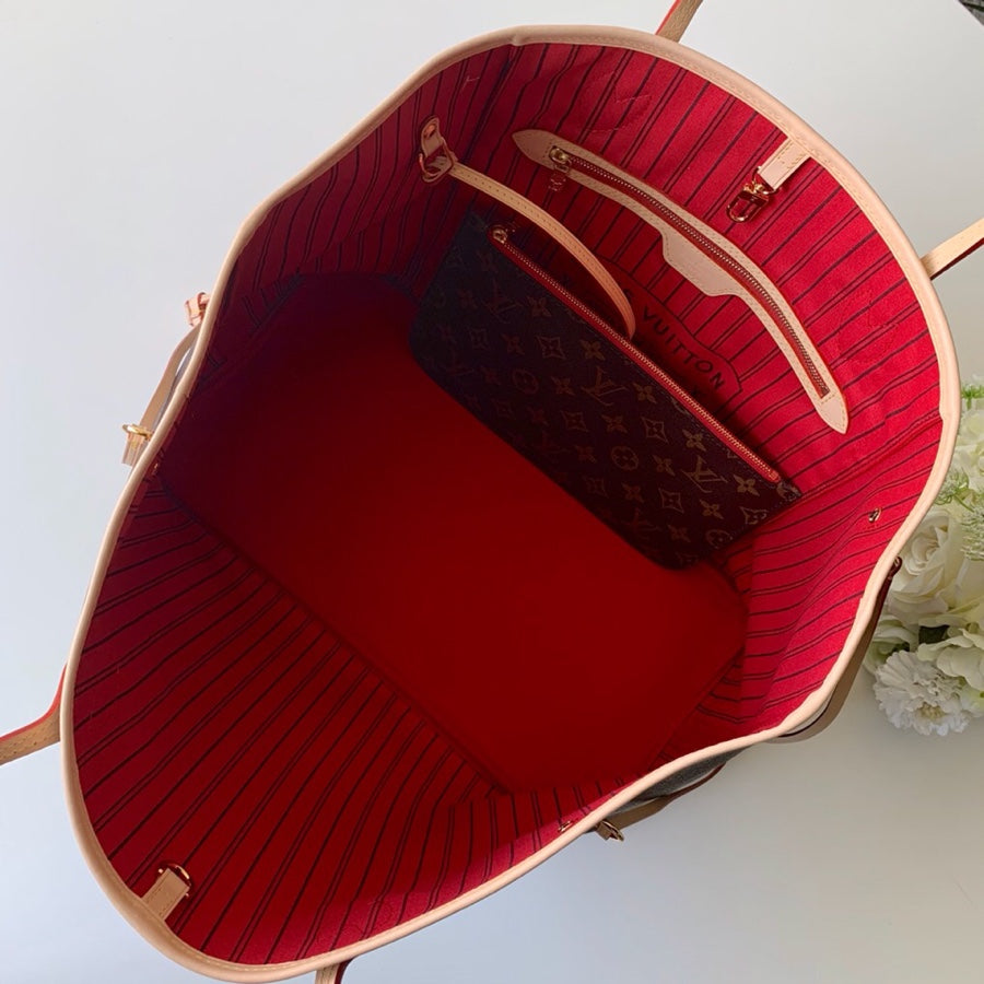 Louis Vuitton Neverfull GM Tote – M41181 Monogram Canvas, Red Interior