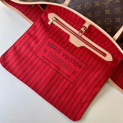 Louis Vuitton Neverfull GM Tote – M41181 Monogram Canvas, Red Interior