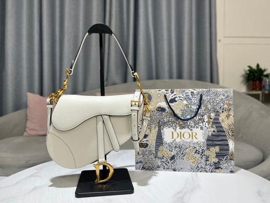 Dior Saddle White Bag