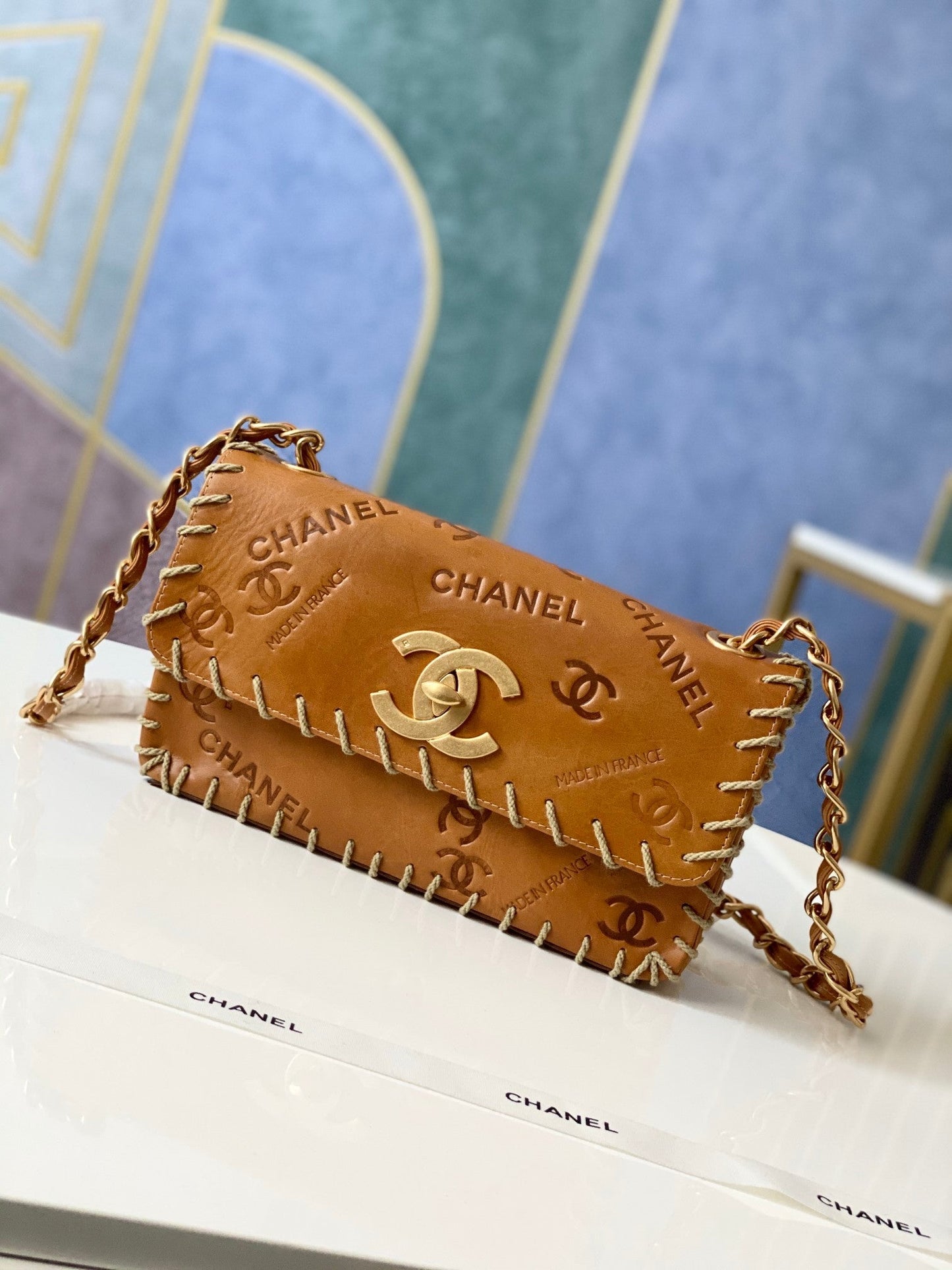Chanel Vintage Resin Leather Chain Bag