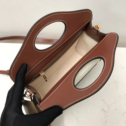 Burberry Canvas and Topstitched Leather Bag