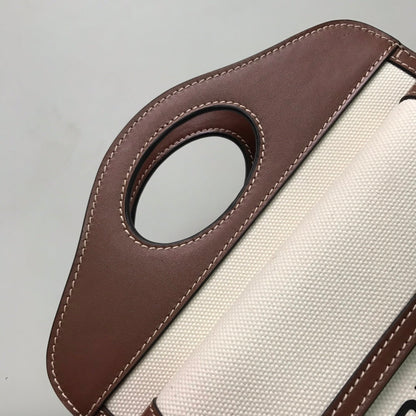 Burberry Canvas and Topstitched Leather Bag