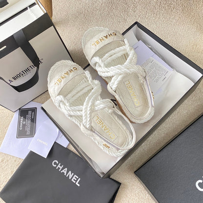 Chanel Woven Velcro Sandals