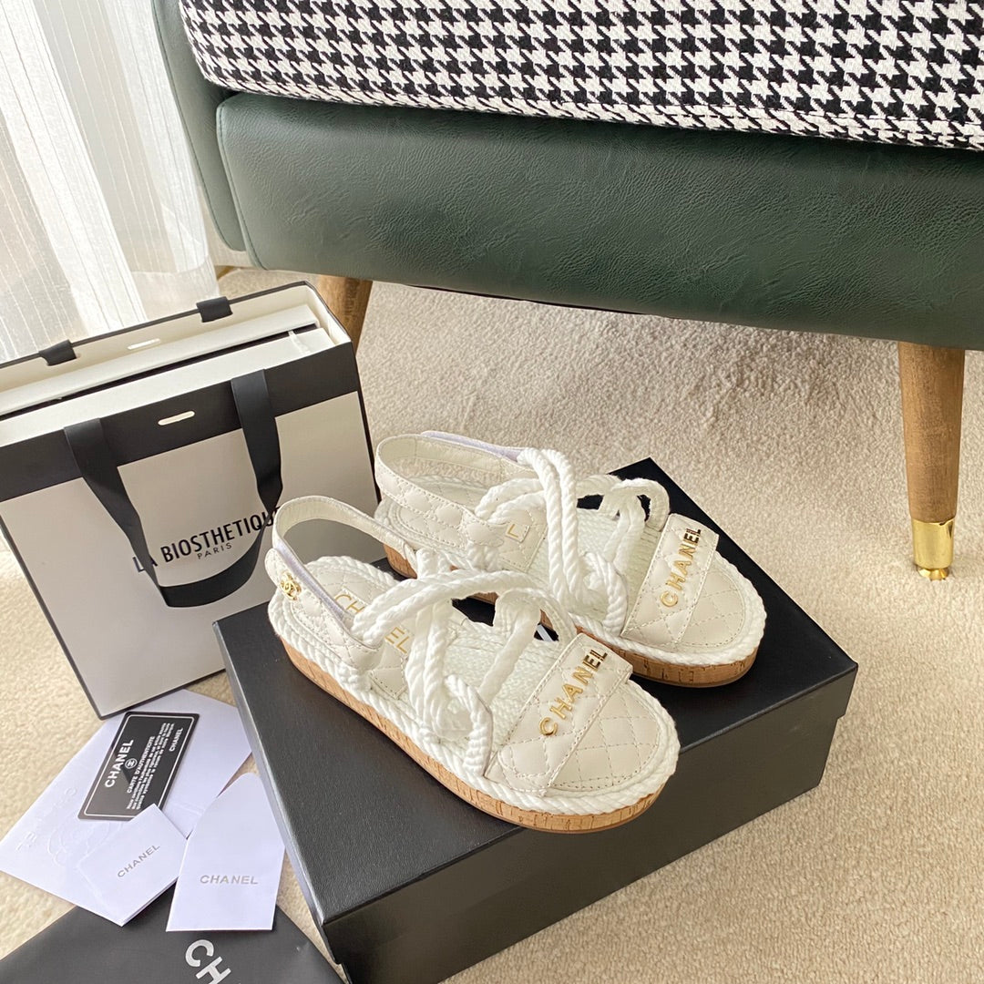 Chanel Woven Velcro Sandals