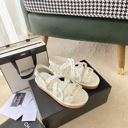 Chanel Woven Velcro Sandals