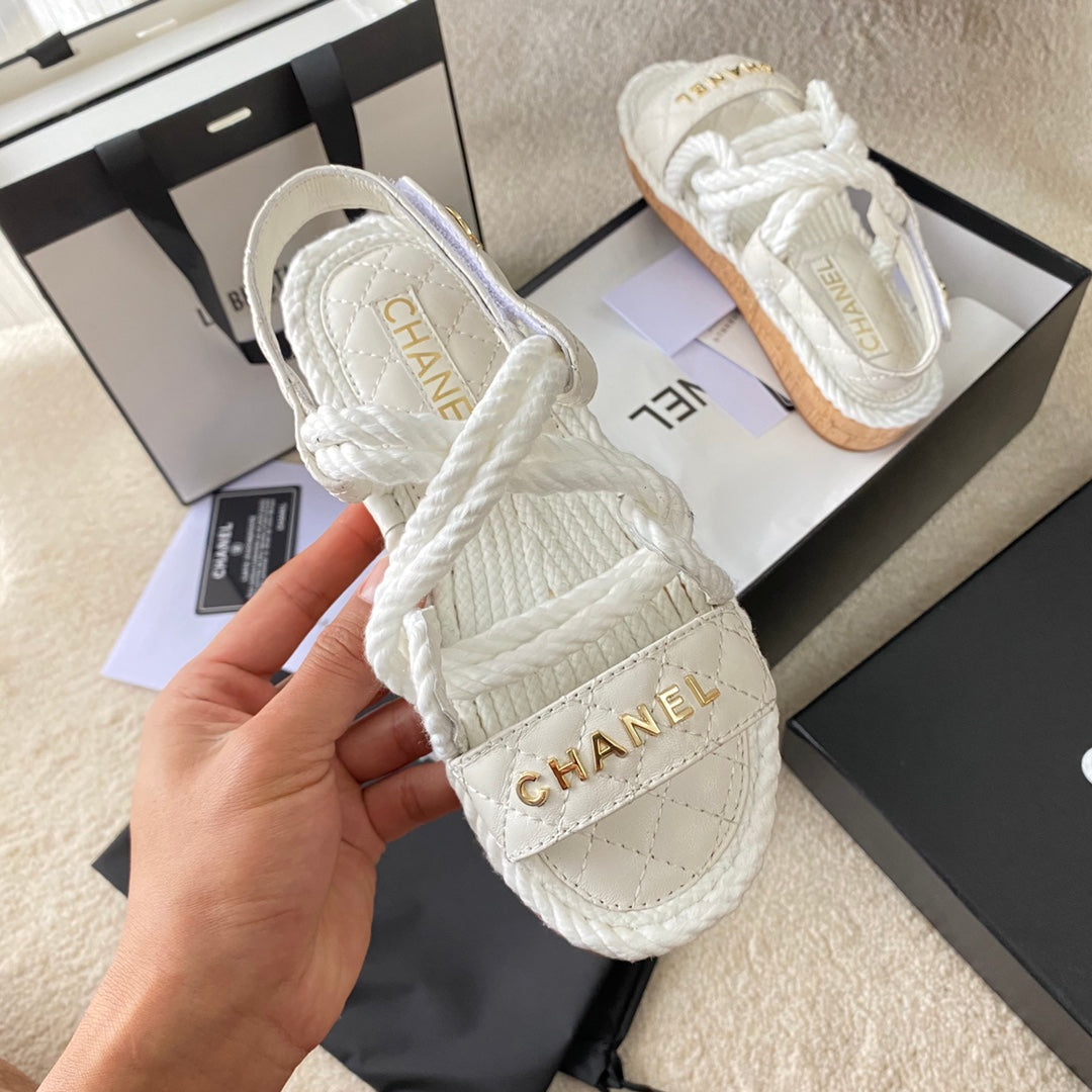 Chanel Woven Velcro Sandals