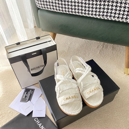 Chanel Woven Velcro Sandals