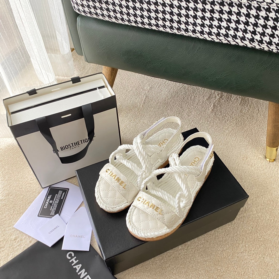Chanel Woven Velcro Sandals
