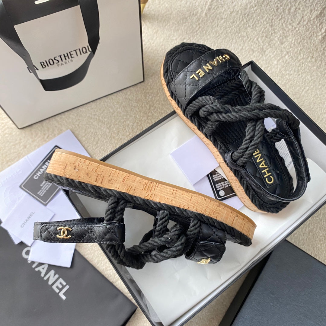 Chanel Woven Velcro Sandals