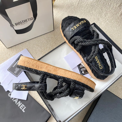 Chanel Woven Velcro Sandals