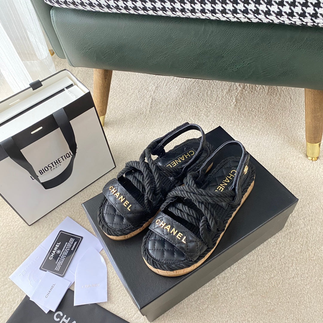 Chanel Woven Velcro Sandals
