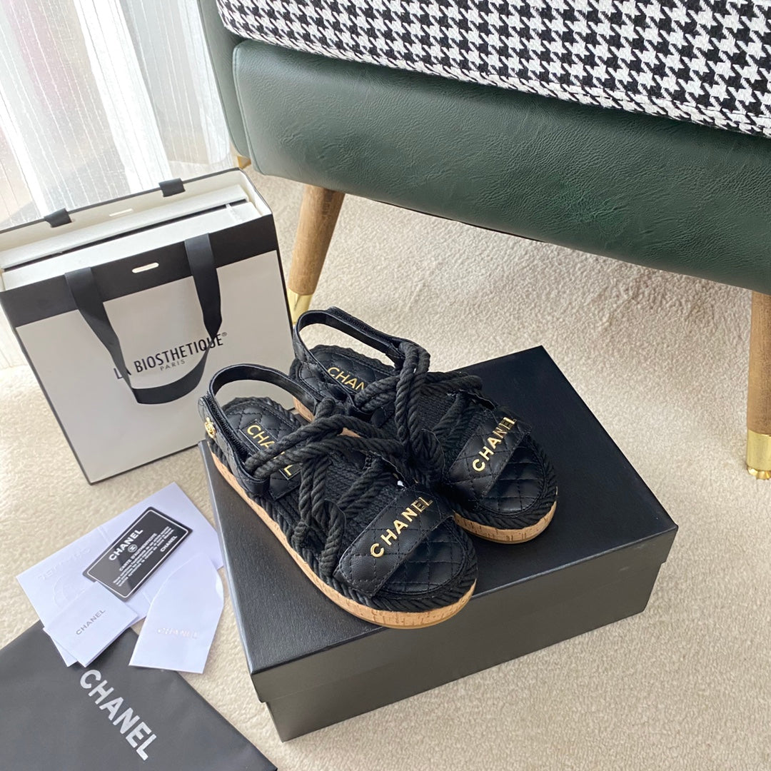 Chanel Woven Velcro Sandals