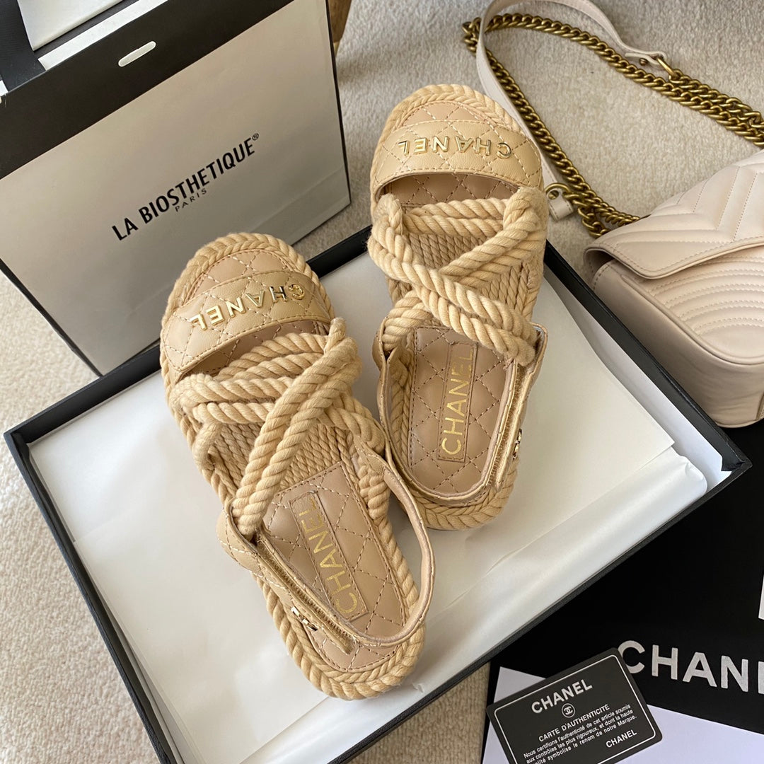 Chanel Woven Velcro Sandals
