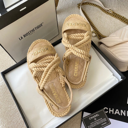 Chanel Woven Velcro Sandals