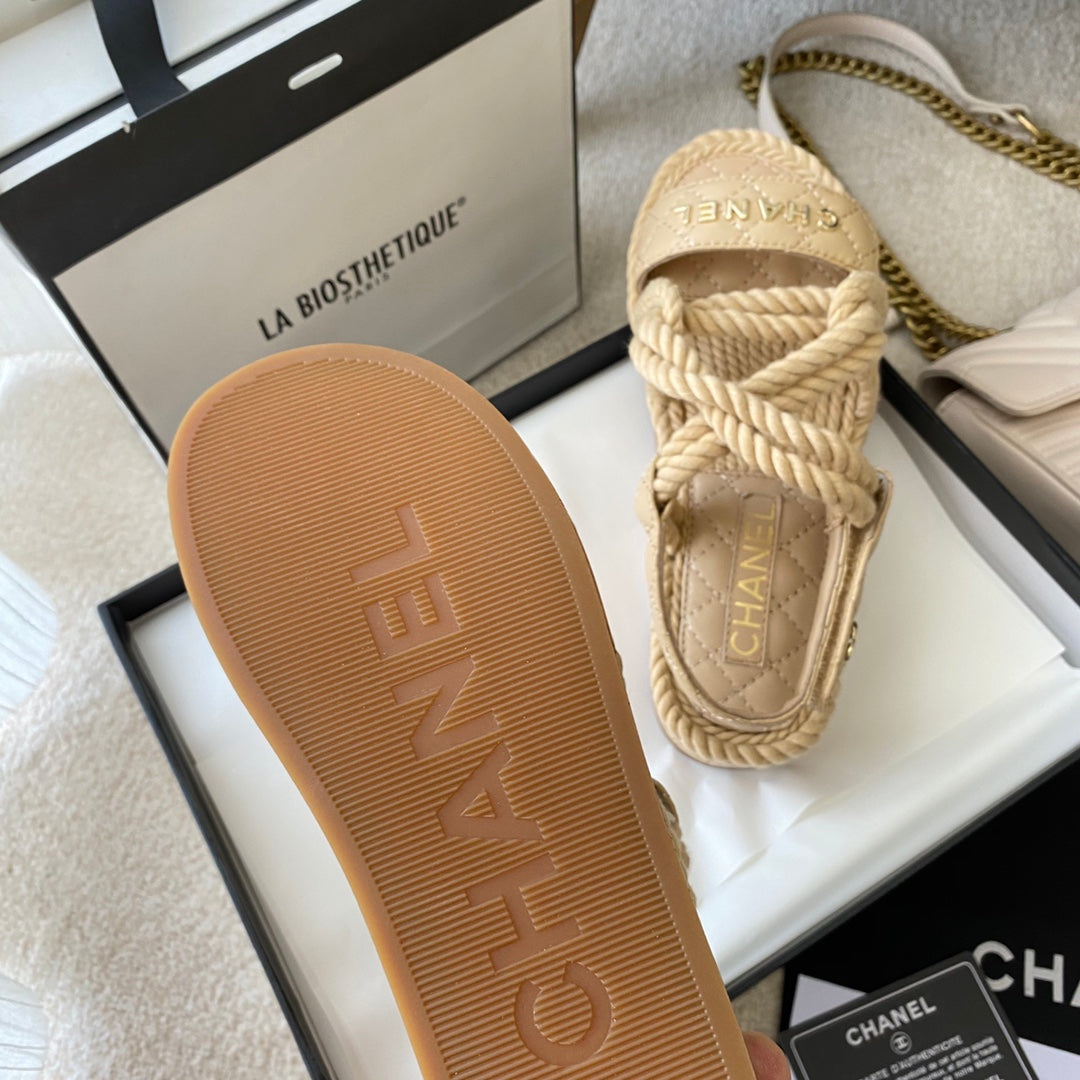 Chanel Woven Velcro Sandals