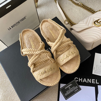 Chanel Woven Velcro Sandals