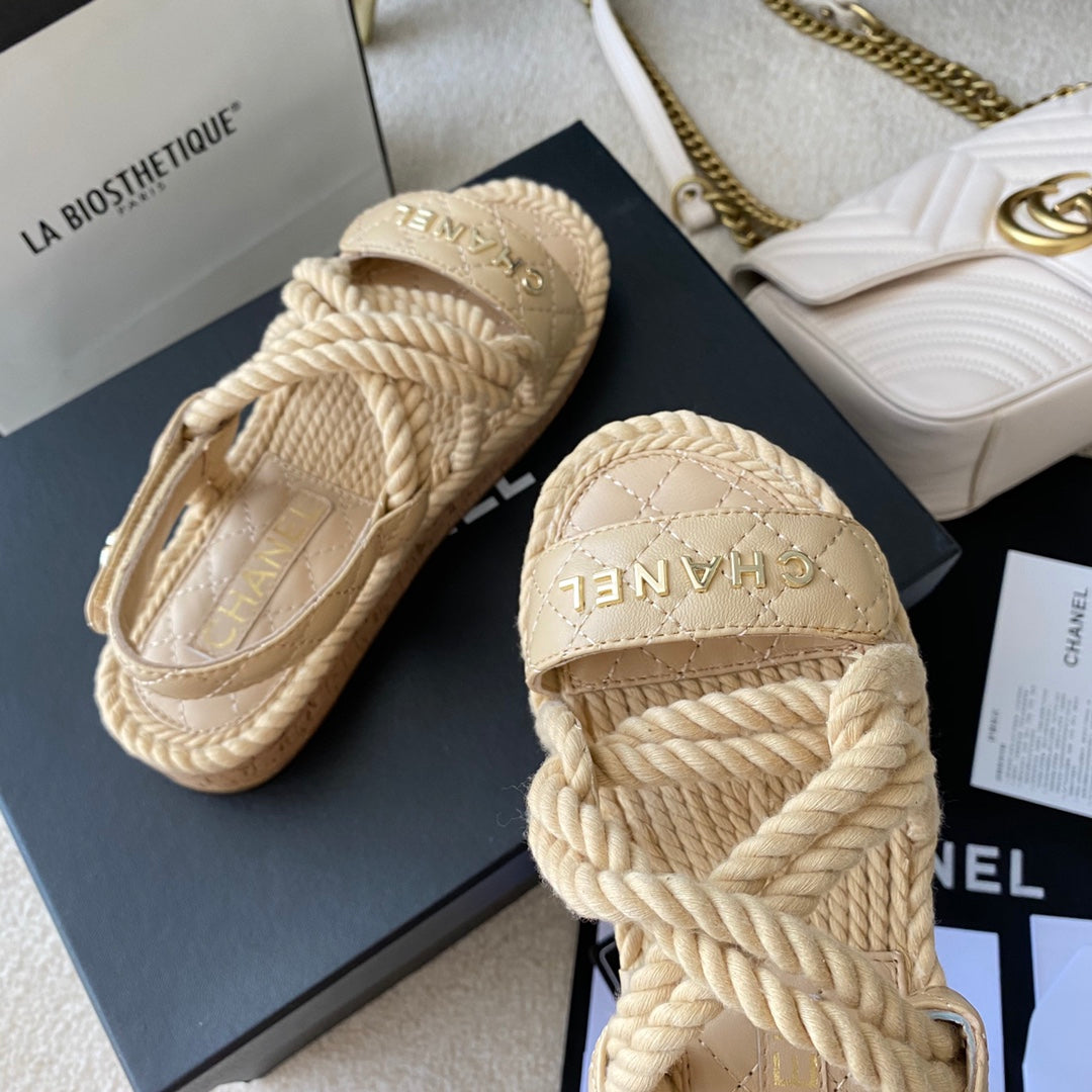 Chanel Woven Velcro Sandals