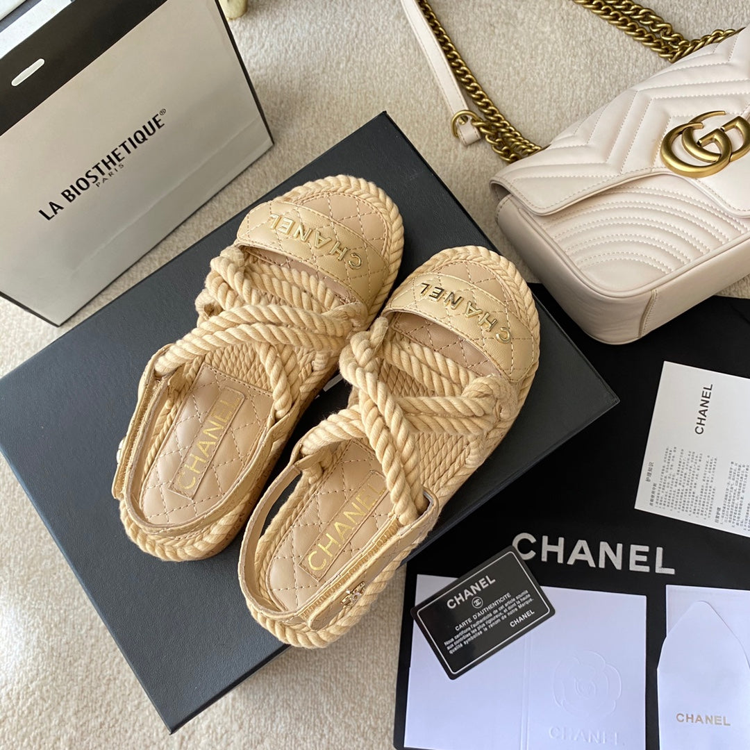 Chanel Woven Velcro Sandals
