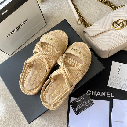 Chanel Woven Velcro Sandals