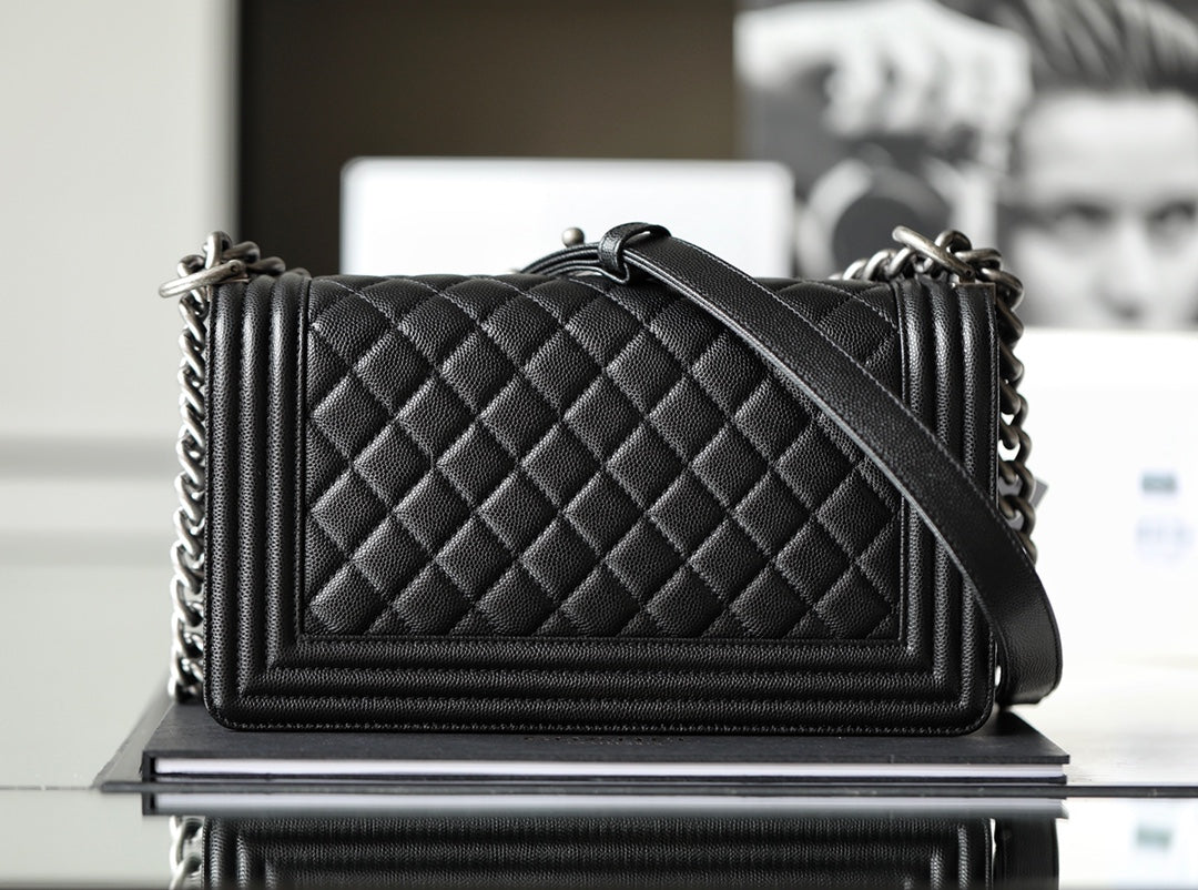 Chanel Leboy Bag – Black Caviar Leather with Diamond Quilting