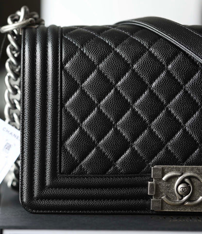 Chanel Leboy Bag – Black Caviar Leather with Diamond Quilting