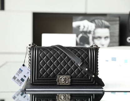 Chanel Leboy Bag – Black Caviar Leather with Diamond Quilting