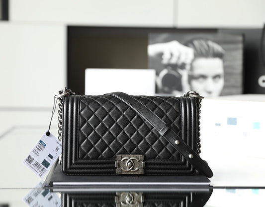 Chanel Leboy Bag – Black Caviar Leather with Diamond Quilting