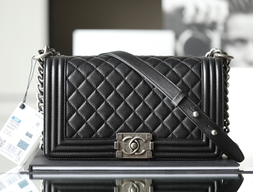 Chanel Leboy Bag – Black Caviar Leather with Diamond Quilting