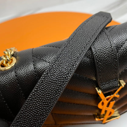 YSL Small Envelope Bag in Grained Embossed Quilted Leather