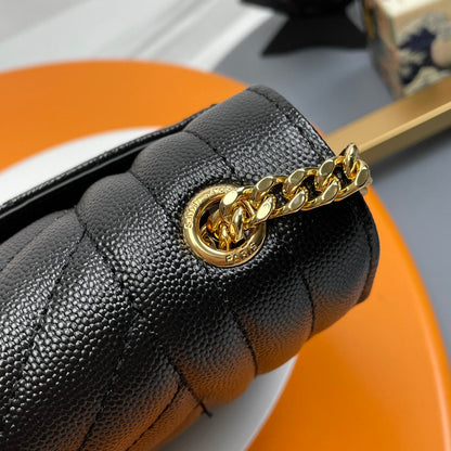 YSL Small Envelope Bag in Grained Embossed Quilted Leather